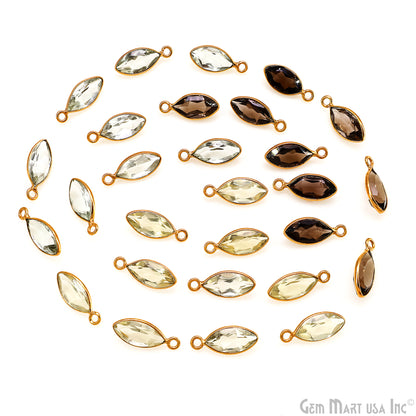 Marquise 6x12mm Brilliant Cut Gold Plated Bezel Single Bail Connector