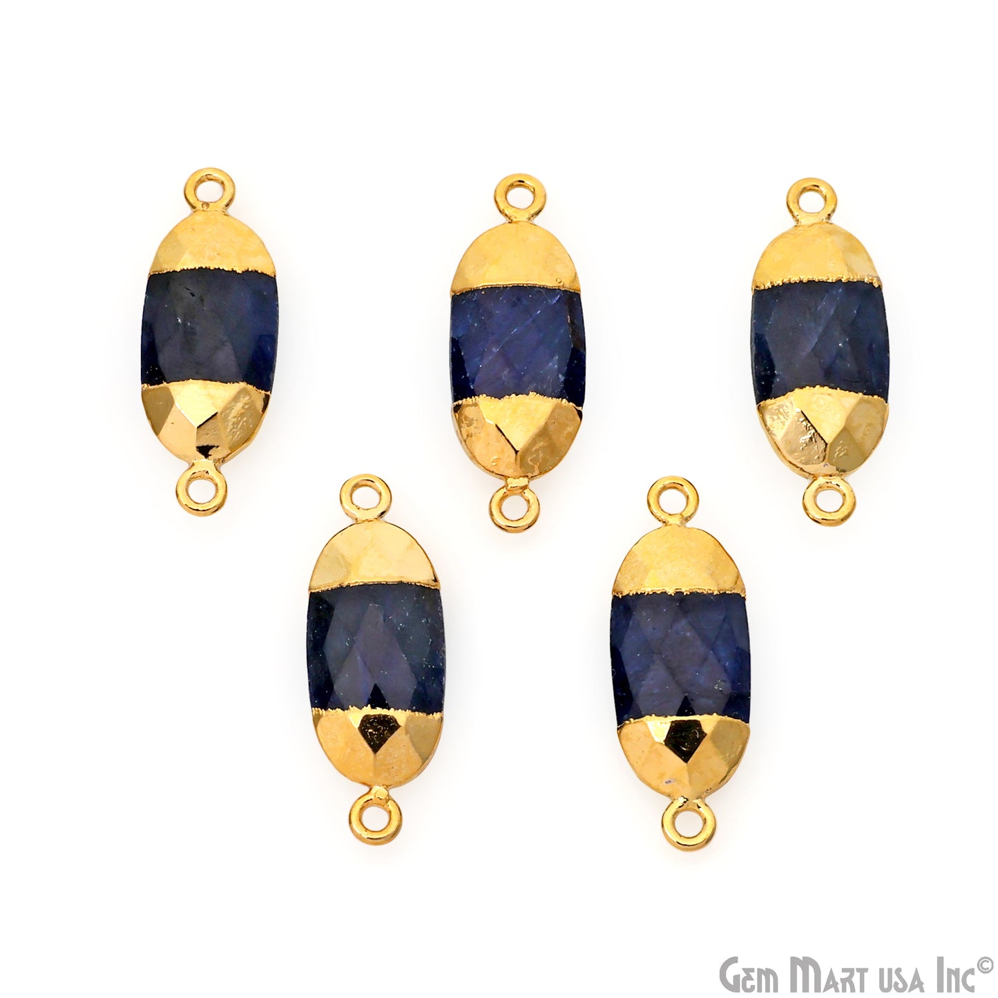 Gold Electroplated 10X20mm Oval Double Bail Gemstone Connector