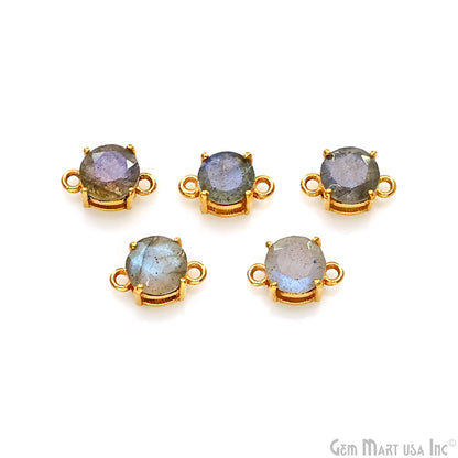 Labradorite Prong Setting Gold Plated Flashy Gemstone Connector