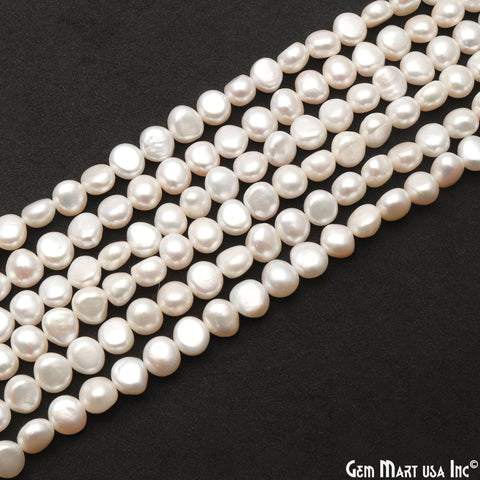 Freshwater Pearl Rough Beads, 16 Inch Gemstone Strands, Drilled Strung Briolette Beads, Free Form, 8-9mm