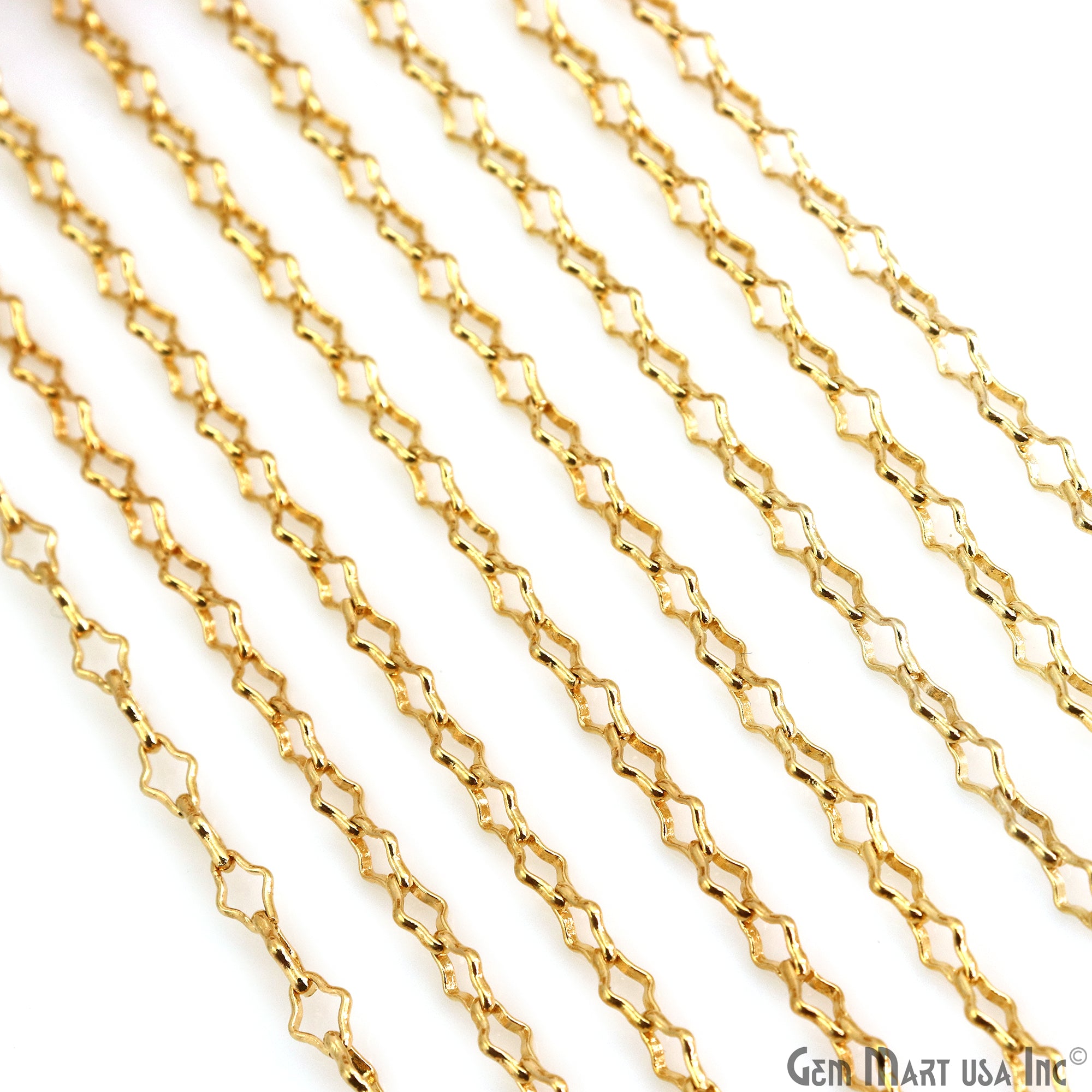 Clover Shape Finding Chain 6x4mm Gold Plated Station Rosary Chain