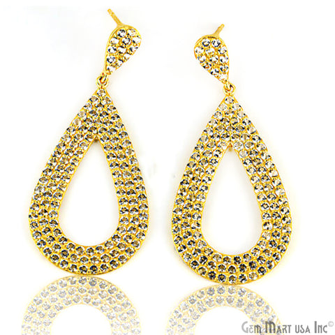 Gold Vermeil Studded With Micro Pave White Topaz Dangle Earring