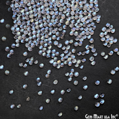 Labradorite Wholesale Gemstones, 100% Natural Semi-Precious Gems, Blue Flash Cabochon Loose Gems, 3mm, Round, 10PC Lot