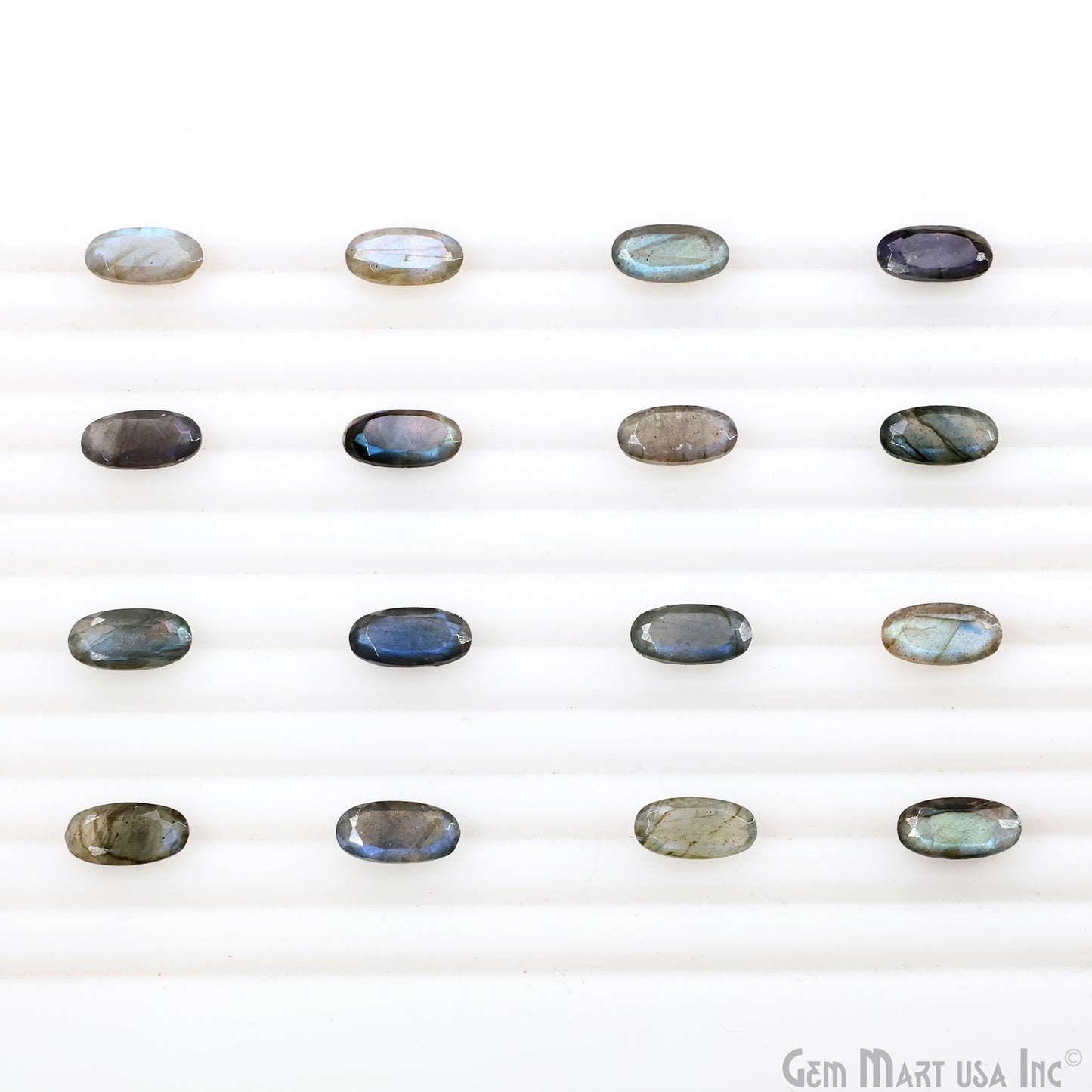 Labradorite Wholesale Gemstones, 100% Natural Semi-Precious Gems, Blue Flash Faceted Loose Gems, 12x6mm, Oval, 4PC Lot