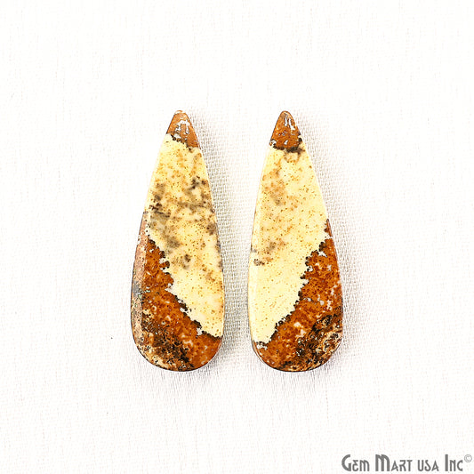 Picture Jasper Free Form Shape 30x11mm Loose Gemstone For Earring Pair