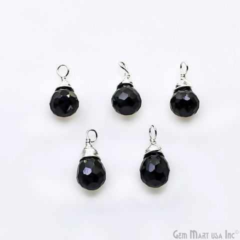 Black Onyx Drop 7x5mm Silver Wire Wrapped Connector