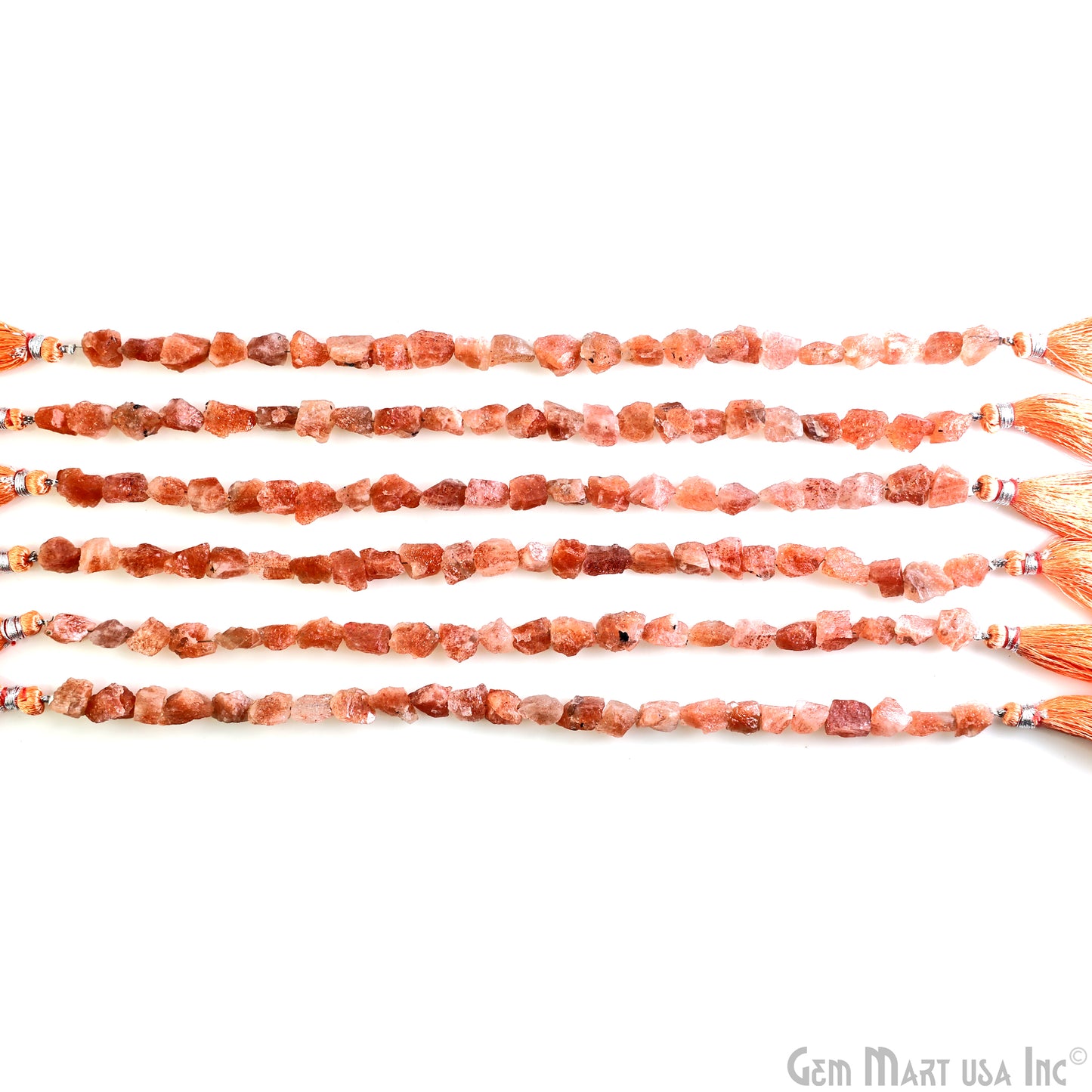 Sunstone Rough Beads, 9 Inch Gemstone Strands, Drilled Strung Briolette Beads, Free Form, 7x5mm