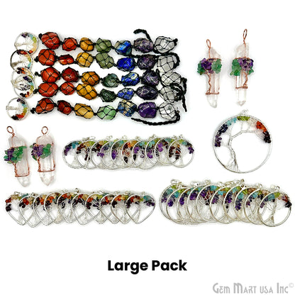 Tree of Life Pendant Pack, Bulk Large Gemstone Pendant, 100% Natural Gemstones, Wholesale Resale Supply, Gift Set, 11pcs+, GemMartUSA
