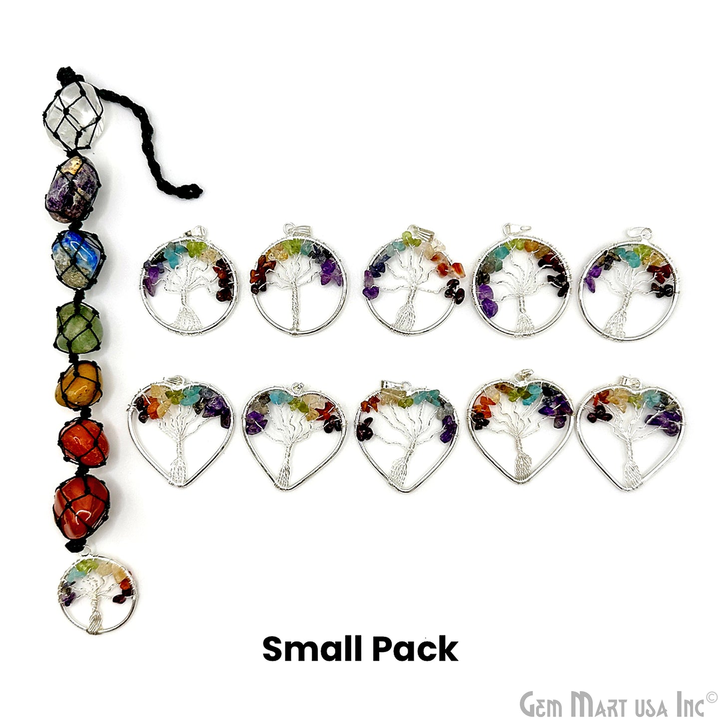 Tree of Life Pendant Pack, Bulk Large Gemstone Pendant, 100% Natural Gemstones, Wholesale Resale Supply, Gift Set, 11pcs+, GemMartUSA