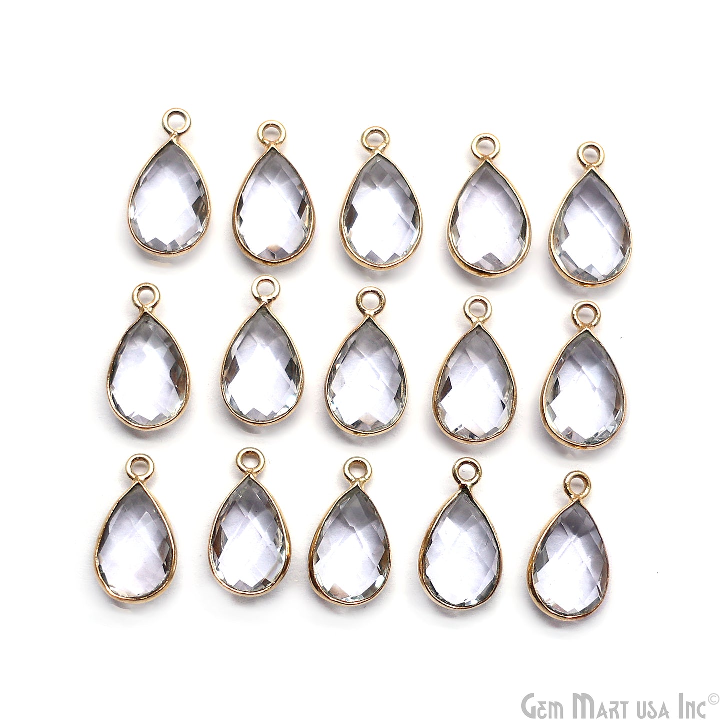 Pear Single Bail Gold Bezel 8x12mm Gemstone Connector
