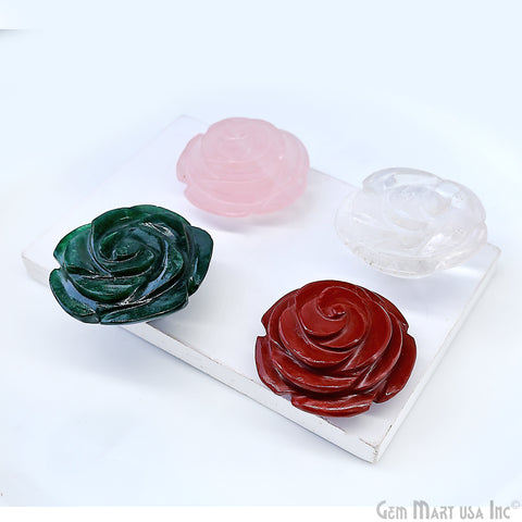 Rose Flower Handcarved Crystal Gemstone 2Inch
