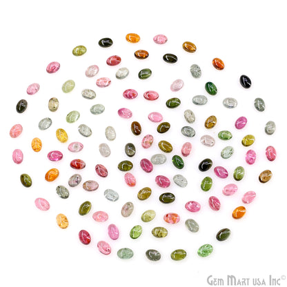 Multi Tourmaline Wholesale Gemstones, 100% Natural Semi-Precious Gems, Multi Color Cabochons Loose Gems, 6x4mm, Oval, 5 Carats