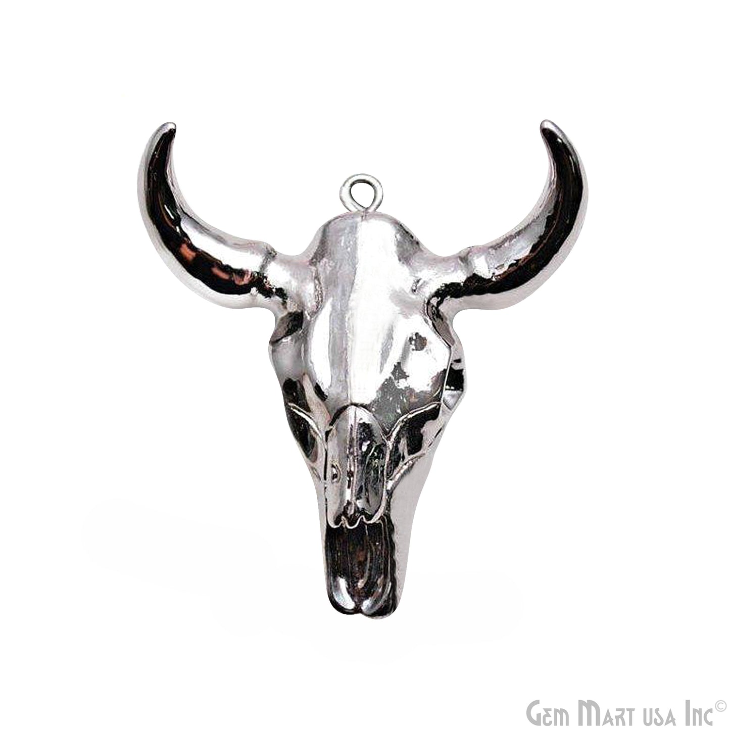 Longhorn Resin Cattle Pendant, Black Electroplated Bull Skull Horn Pendant, Bull Cattle Pendant(BPRH-50035)