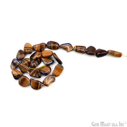 Tiger Eye Tumble Beads Free Form Drilled Beads 7-8X10-13mm Waist Beads, Rondelle Bead Strand 15 Inch