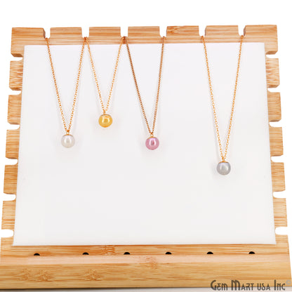 Pearl Round Cabochon Charm With Gold Electroplated Cap Single Bail Pendant