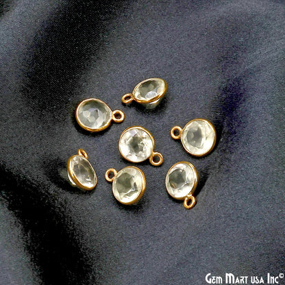 Round 8mm Brilliant Cut Gold Plated Bezel Single Bail Gemstone Connector