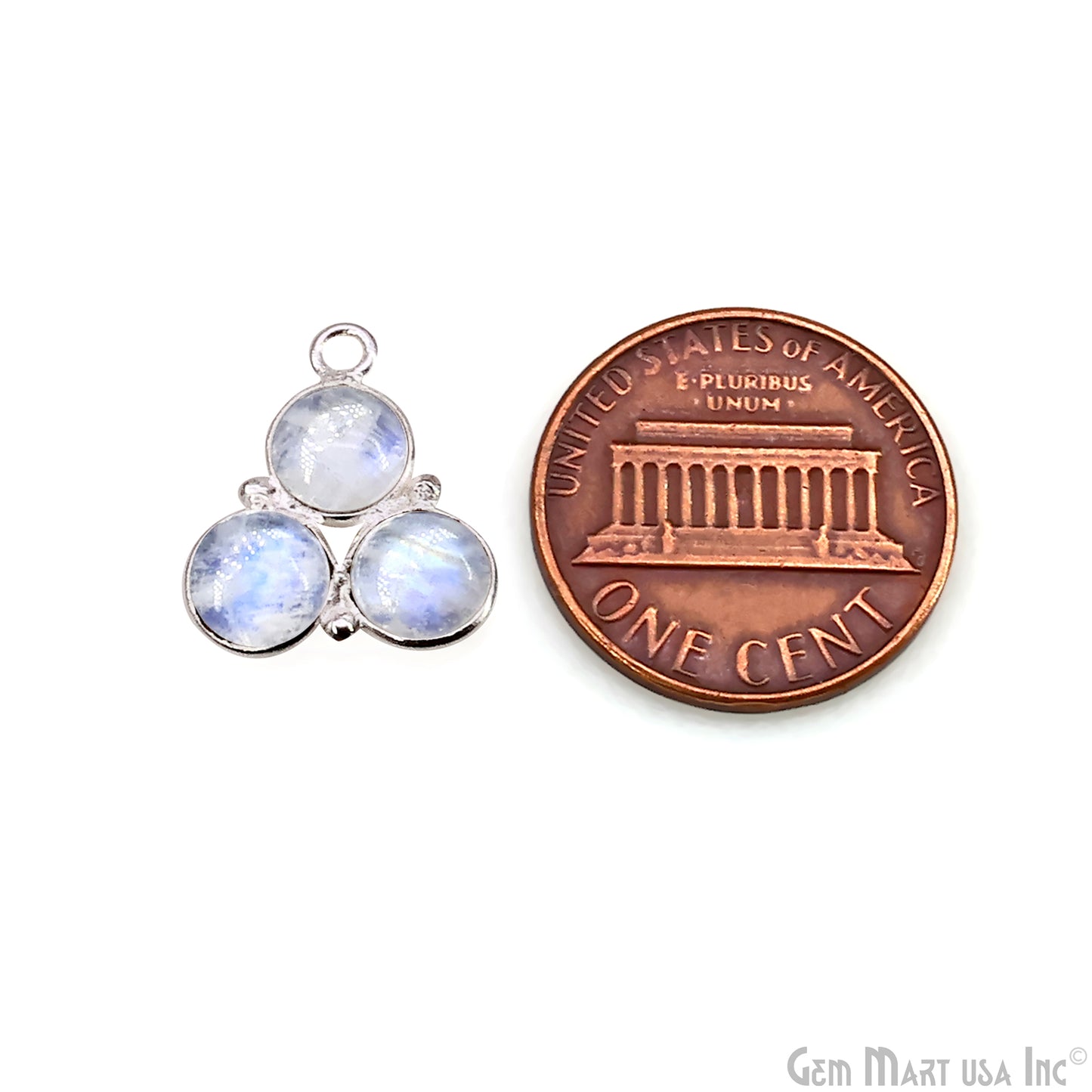 Rainbow Moonstone Gemstone 16x13mm Prong Setting Silver Plated Component Connector