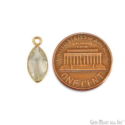 Marquise 6x12mm Brilliant Cut Gold Plated Bezel Single Bail Connector