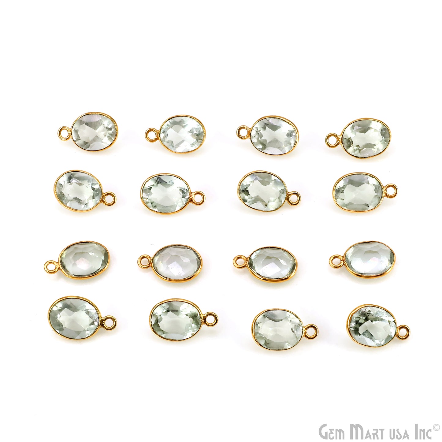 Oval 8x10mm Brilliant Cut Gold Plated Bezel Single Bail Connector