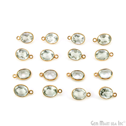 Oval 8x10mm Brilliant Cut Gold Plated Bezel Single Bail Connector