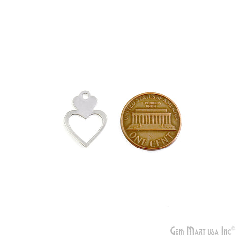Heart Charm Laser Finding Silver Plated Charm For Bracelets & Pendants