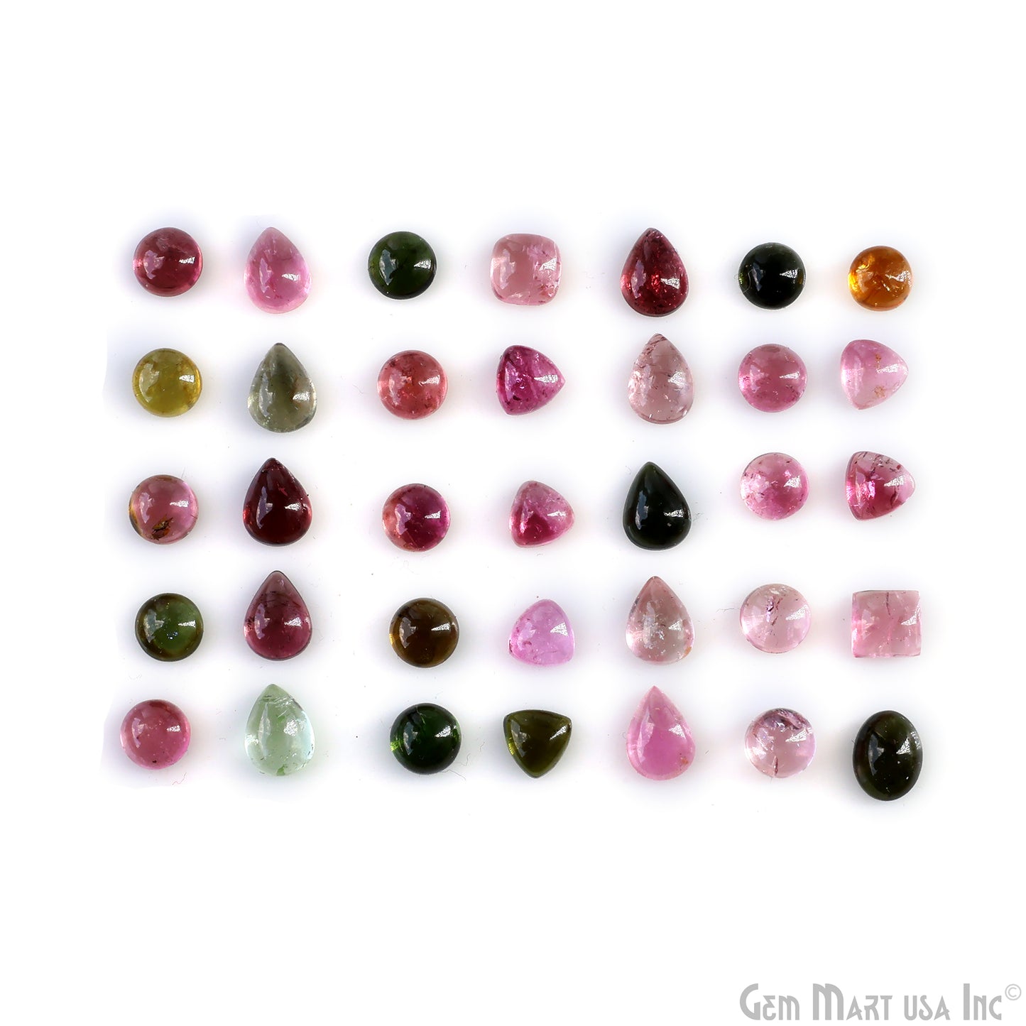 Multi Tourmaline Round & Pears Cabochon, 5-7mm, 5 Carats, 100% Natural Cabochon Loose Gems, Wholesale Gemstones