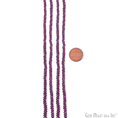 Rhodolite Rondelle Beads, 17 Inch Gemstone Strands, Drilled Strung Nugget Beads, Faceted Round, 3mm