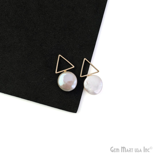 DIY Freshwater Baroque Pearl Charm Gold Triangle Loop 28x15mm 1pair