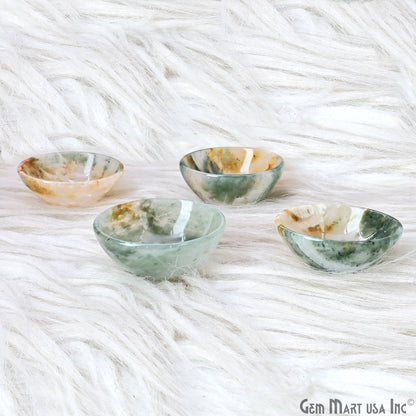 Natural Ocean Jasper Mini Carved Gemstone Bowl Cup 2 inch