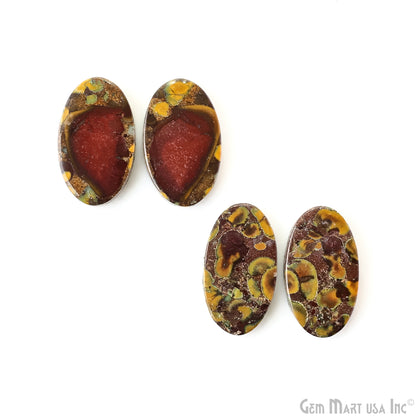 Fruit Jasper Oval Shape 25x15mm Loose Gemstone For Earring Pair