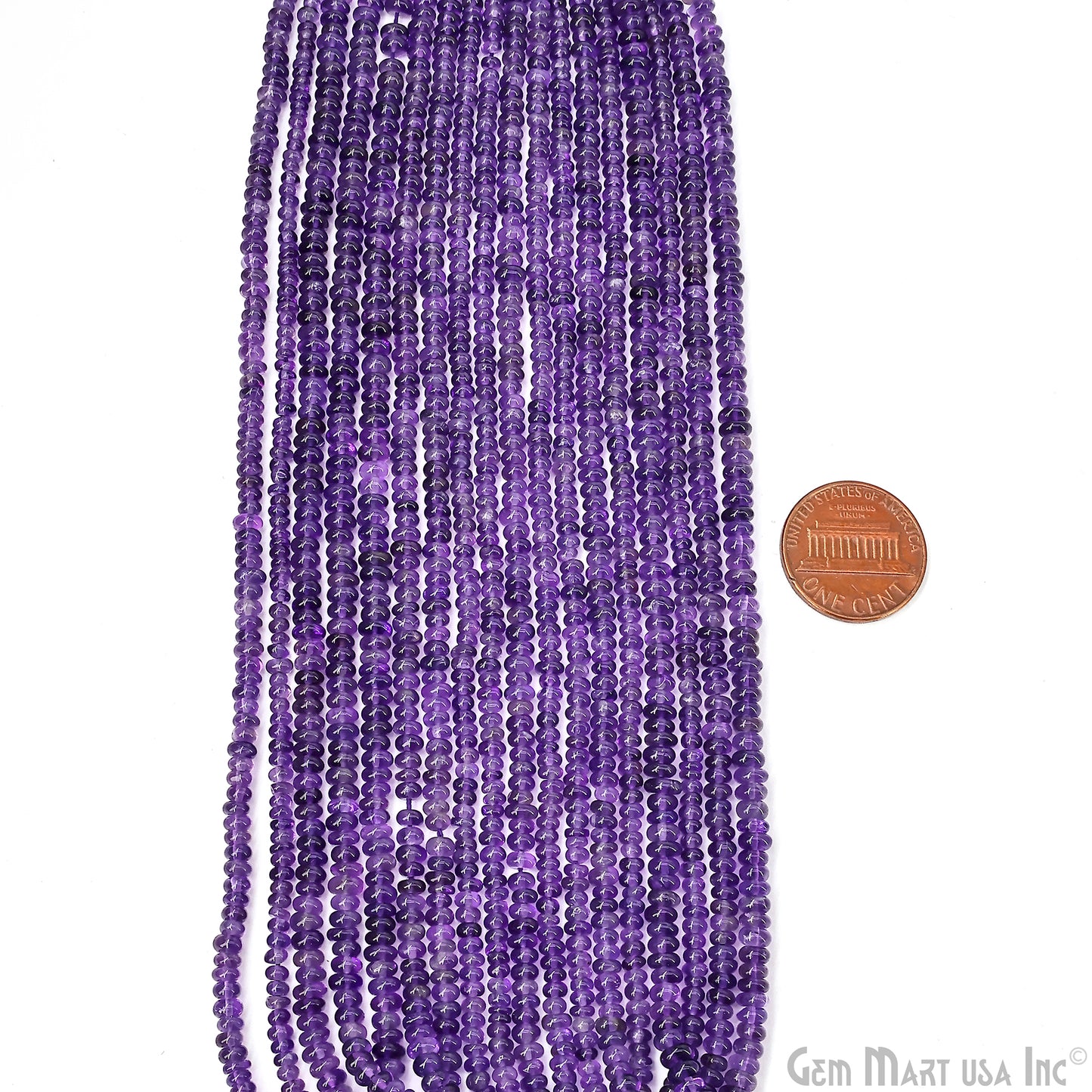 Amethyst Rondelle Beads, 17 Inch Gemstone Strands, Drilled Strung Nugget Beads, Faceted Round, 3mm