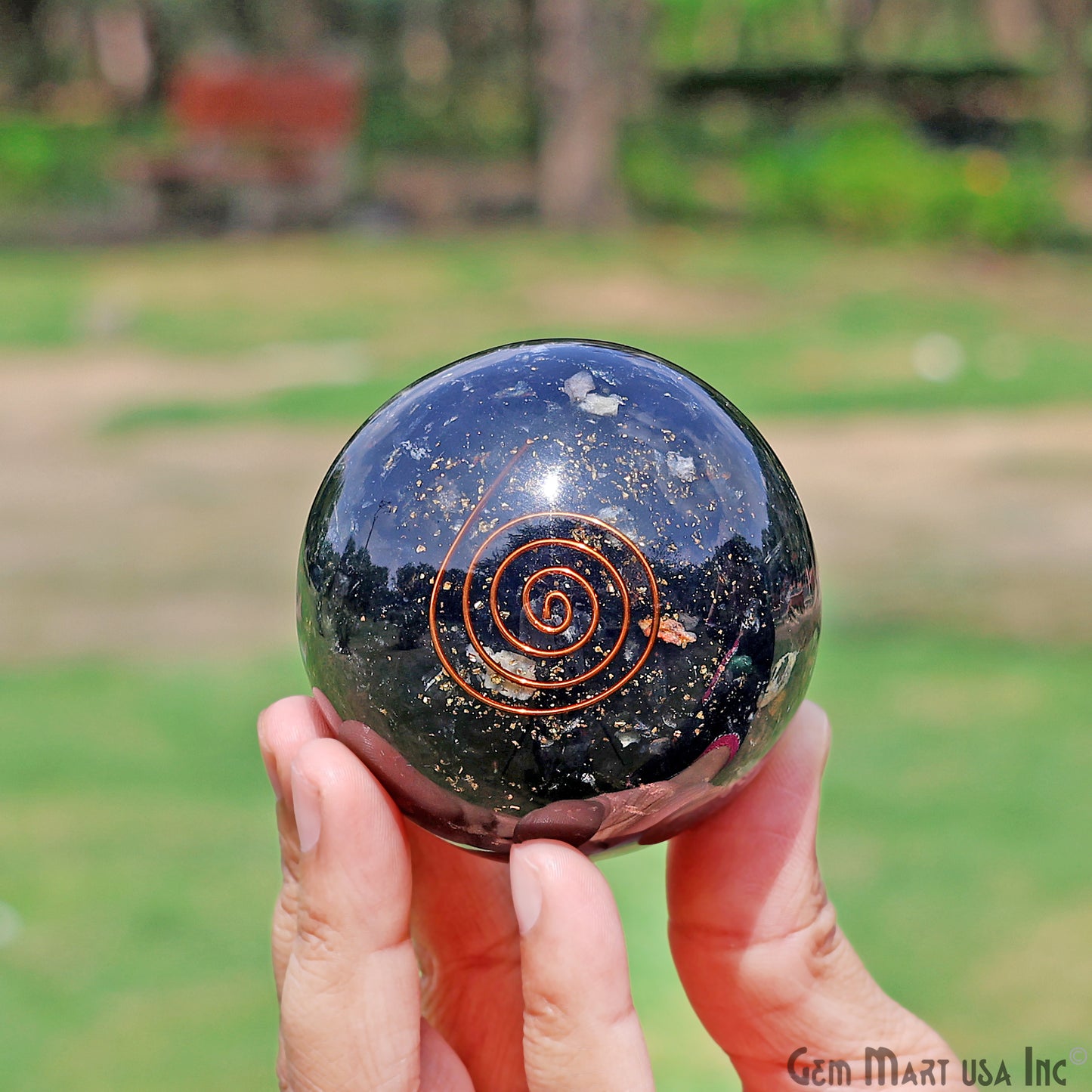 Black Tourmaline Healing Gemstone Sphere 2" - Reiki Meditation Ball, Chakra Balancing, Orgone Energy, Spiritual Healing, Home Decor