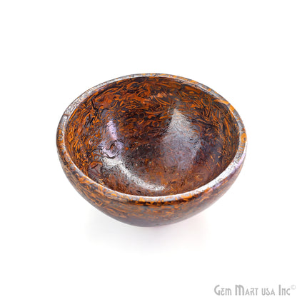 Natural Calligraphy Mini Carved Gemstone Bowl Cup 2 inch