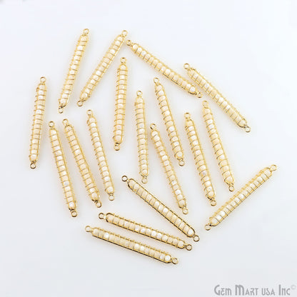 Gold Wire Wrapped Bar Beaded Gemstone Connector (Pick Your Bail)