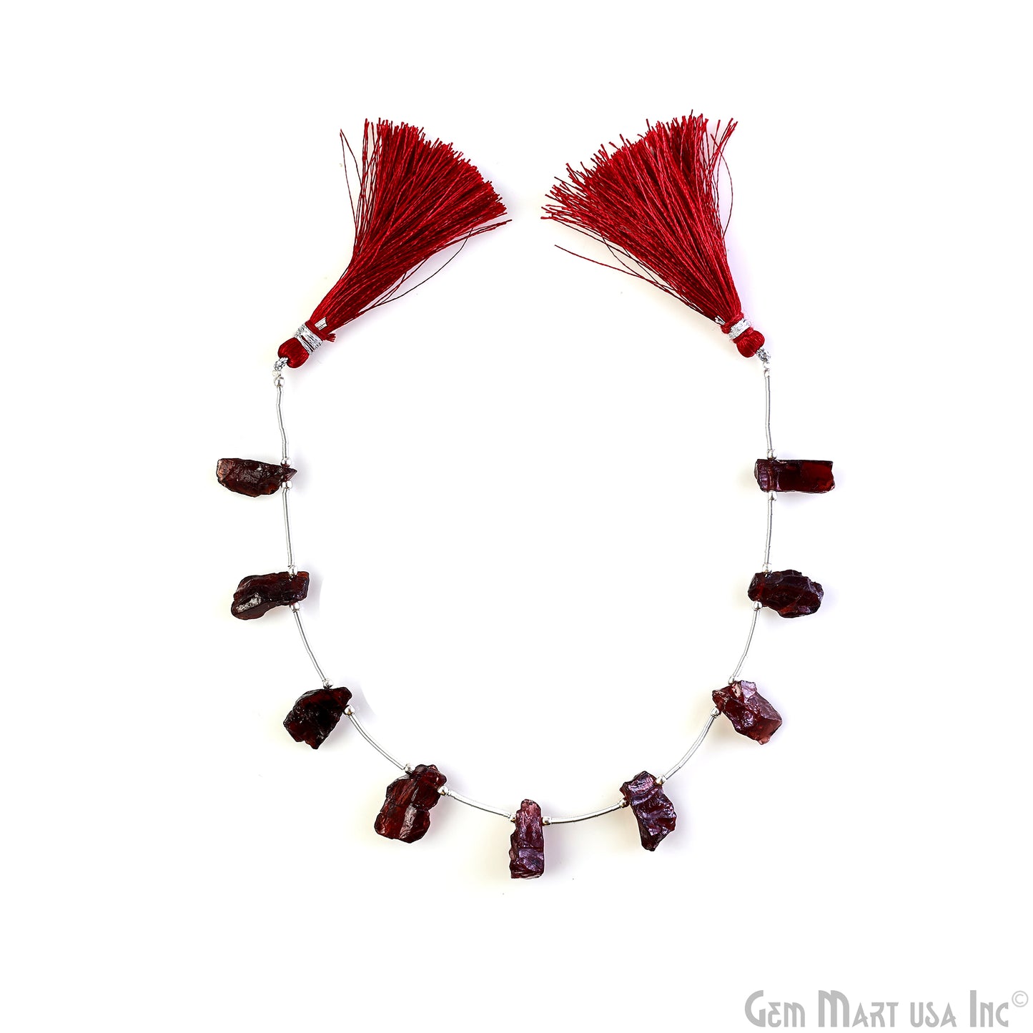 Garnet Rough Beads, 9.5 Inch Gemstone Strands, Drilled Strung Briolette Beads, Free Form, 12x20mm