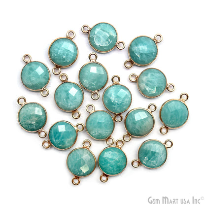 Round 10mm Double Bail Gold Bezel Gemstone Connectors