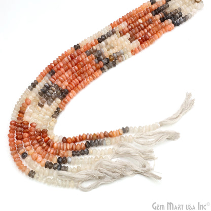 Multi Moonstone Smooth Round Drilled Beads 4-6mm Waist Beads, Rondelle Bead Strand 13 Inch