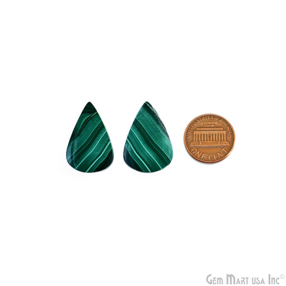 Malachite Pears Shape 27x17mm Loose Gemstone For Earring Pair