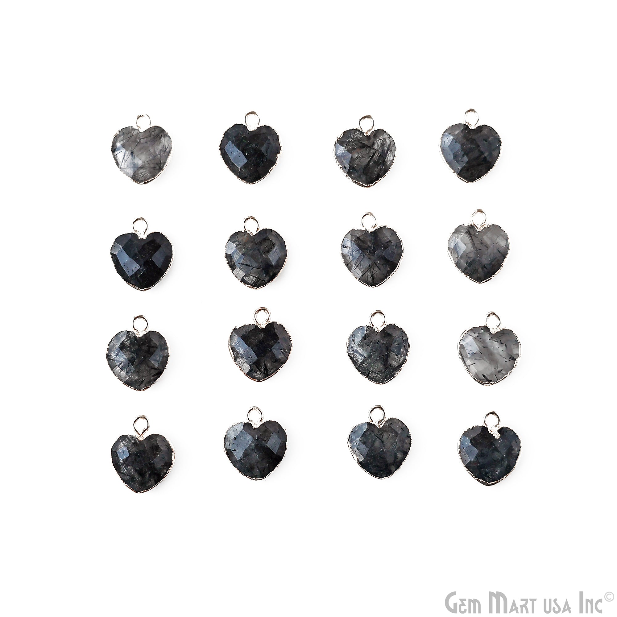 Heart Shape 13x12mm Silver Electroplated Single Bail Gemstone Connector Pendant