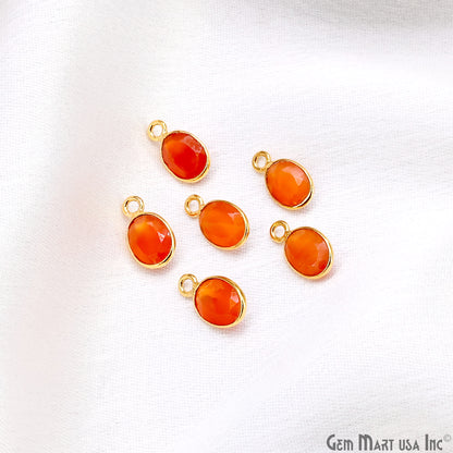 Oval 6x8mm Brilliant Cut Gold Plated Bezel Single Bail Connector