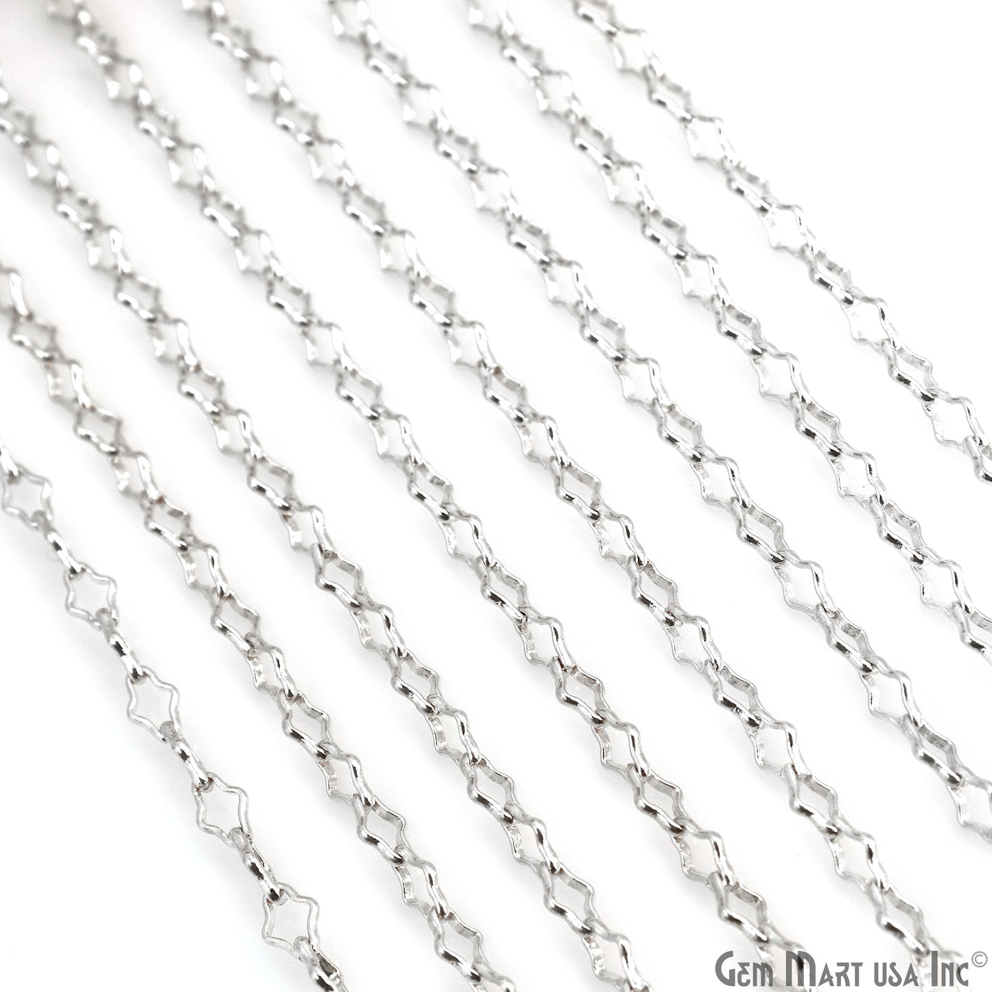 Finding Chain 6x4mm Silver Plated Station Rosary Chain