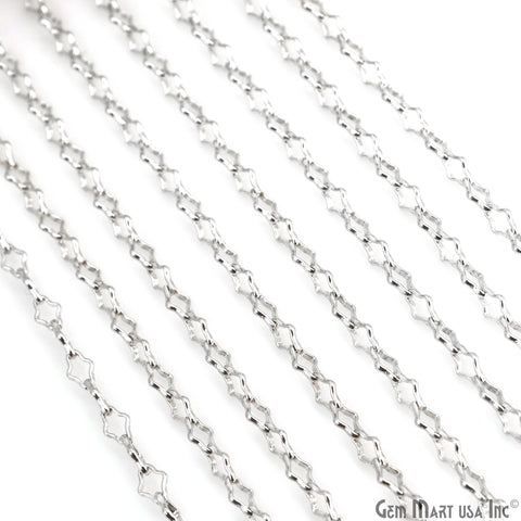 Finding Chain 6x4mm Silver Plated Station Rosary Chain