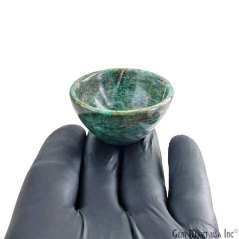 Natural Green Jasper Mini Carved Gemstone Bowl Cup 2 inch