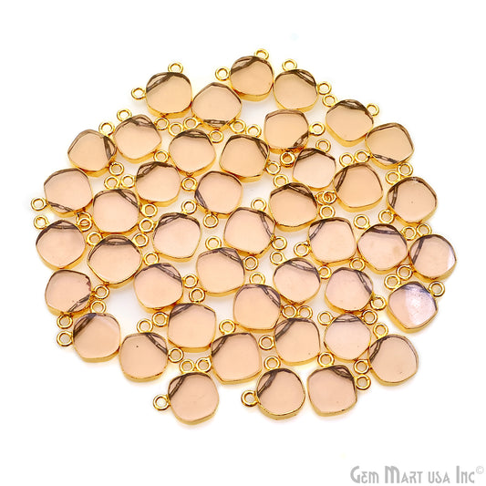 Orange Morganite Flat Cushion Shape Gemstone 14x13mm Gold Electroplated Cat Bail Connector