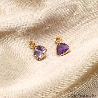 Amethyst Trillion 6mm Brilliant Cut Gold Plated Bezel Single Bail Gemstone Connector
