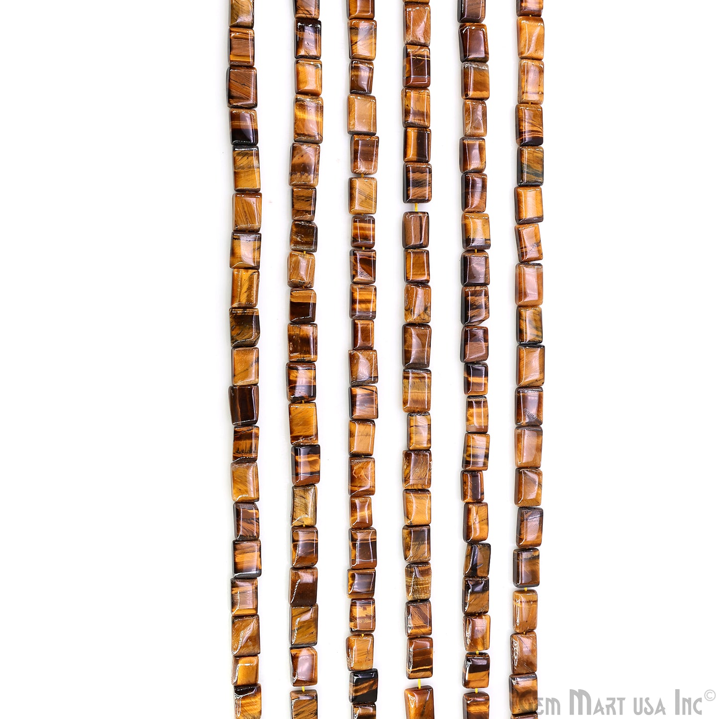 Tiger Eye Smooth Square Drilled Beads 7-10X6-7mm Waist Beads, Rondelle Bead Strand 13 Inch