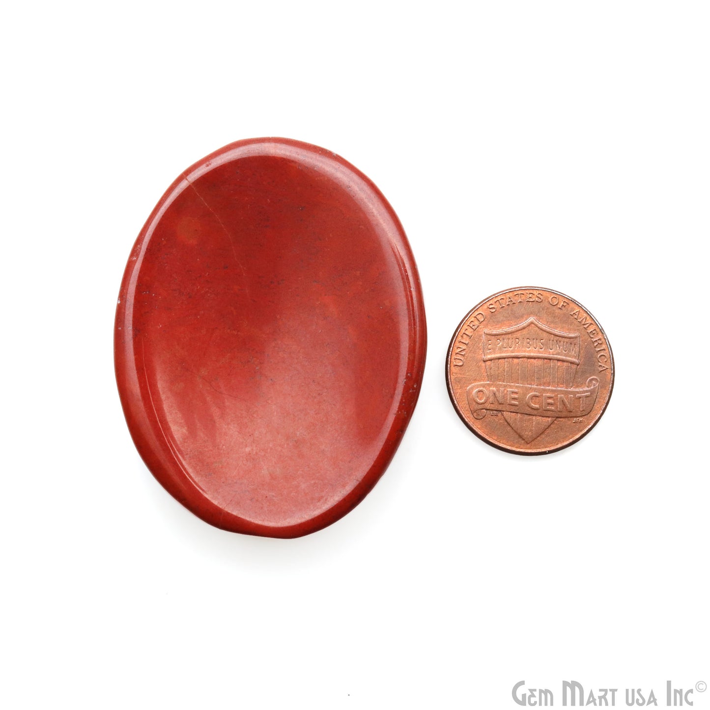 Red Jasper Oval Worry Stone - Natural Hand-Carved Thumb Gemstone