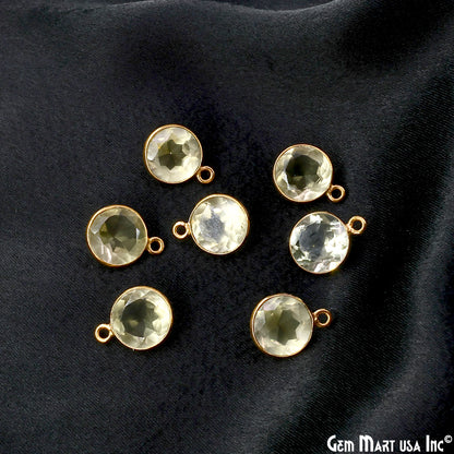 Round 10mm Brilliant Cut Gold Plated Bezel Single Bail Gemstone Connector