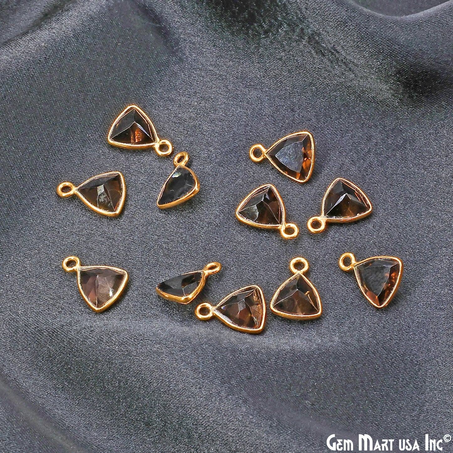 Trillion 8mm Brilliant Cut Gold Plated Bezel Single Bail Gemstone Connector