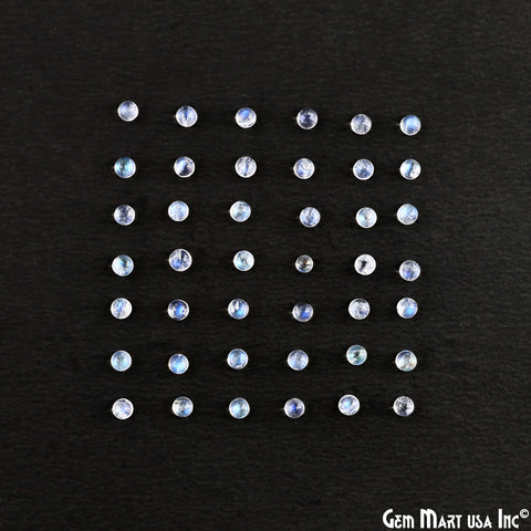 5Ct Rainbow Moonstone Round Cabochon AAA+ Quality Blue Flash Tiny Gems 3mm
